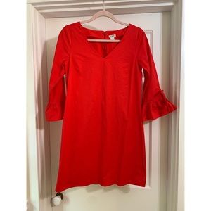 Red J. Crew Dress with Sleeve Detail